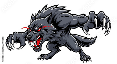 Cartoon Angry Wolf Creature.
