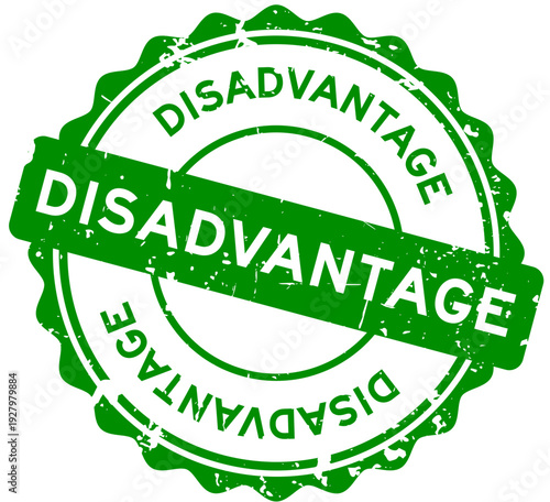 Grunge green disadvantage word round rubber seal stamp on white background