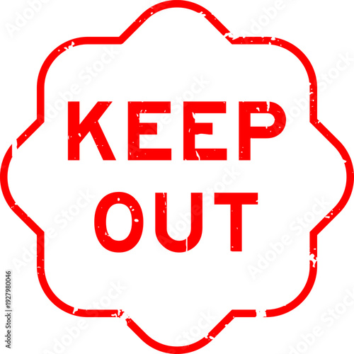 Grunge red keep out word square seal stamp on white background