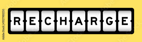 Black color in word recharge on slot banner with yellow color background
