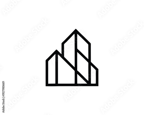 Geometric Building Icons Abstract Architecture Line Art Vector Art