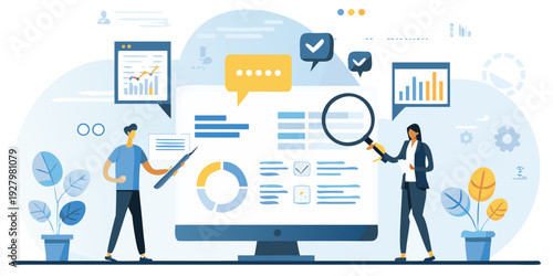 Data analysis and business strategy visualized with modern digital tools