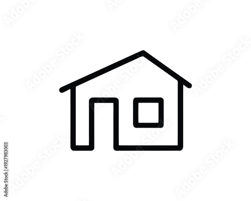 Simple House Outline Logo with Door and Window Minimalist Building Symbol Real Estate Concept