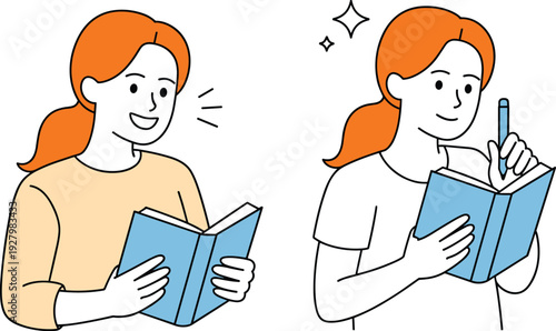 Student Studying and Getting Idea Vector Illustration. Learning and Knowledge Concept Flat Illustration.