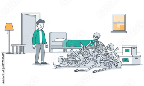 vector Room of skeleton Illustration