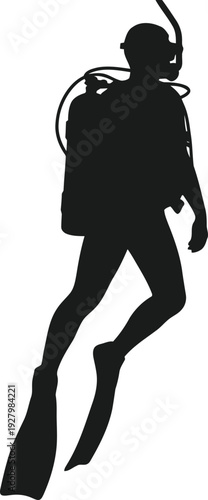 A scuba diver in full gear