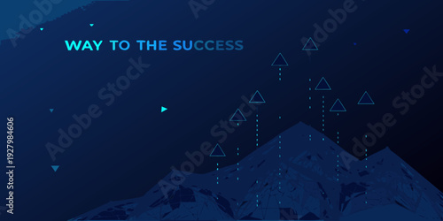 Abstract mountain range with text promoting a path to success