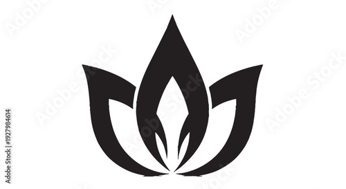 A serene and elegant black lotus flower icon with three petals creating a symmetrical, upward-pointing design.