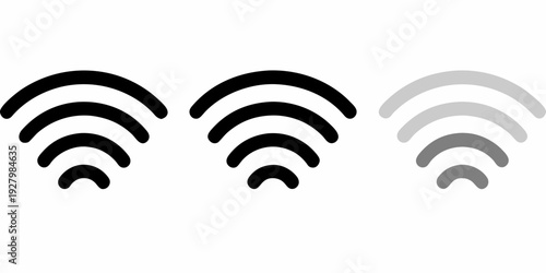 Three wifi signal strength icons varying from full to weak