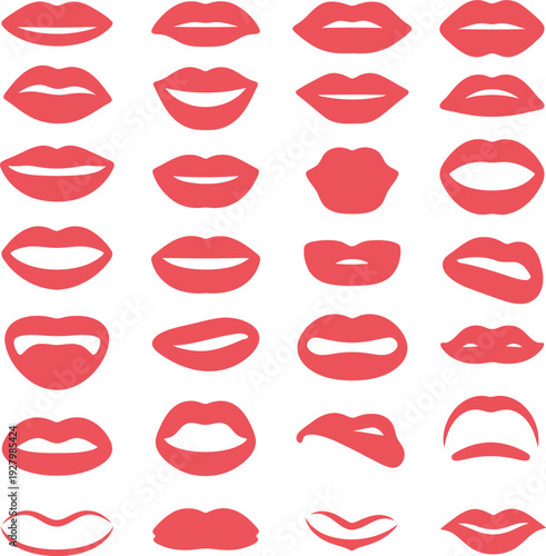A collection of various red lips and mouths