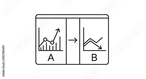 Visual representation of data trends showing a shift from positive growth to negative decline.