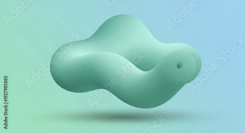 Soft mint green abstract shape floating in modern gradient background