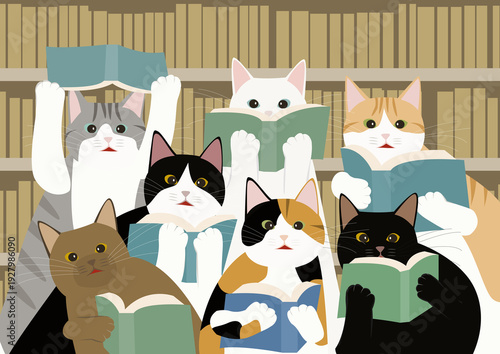 本を読む猫