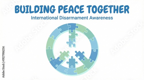 Peaceful gathering on International Day for Disarmament and Non-Proliferation Awareness with puzzle pieces forming a peace sign