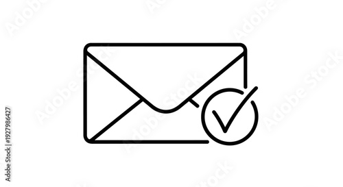 Line art icon of an envelope with a checkmark, symbolizing message sent or email confirmed successfully.