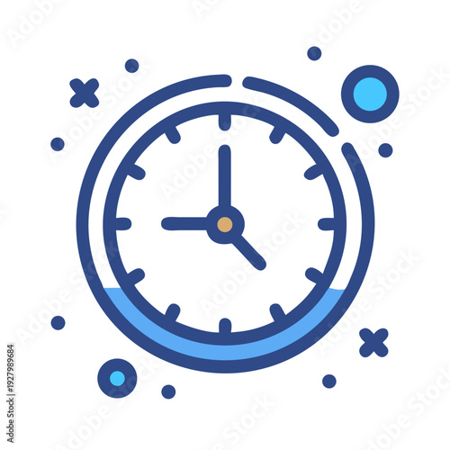 Clock icon design with abstract elements for time representation

