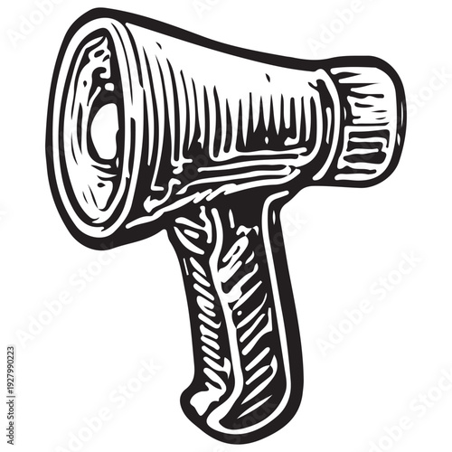 Firefighter Handheld Siren Megaphone Vintage Engraving Illustration