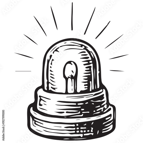 Emergency Siren Light Vintage Fire Alarm Engraving Illustration
