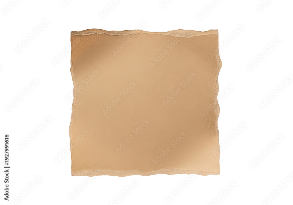 Fototapeta premium A brown square with rough edges on a white background isolated on transparent background