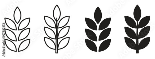 Wheat icon. Agricultural symbol, crop concept. Suitable for websites, logos, apps, templates, and UI design. EPS10 with a white background.

