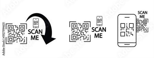 QR code scan icon from smartphone. Scan me. Barcode reader from mobile phone. vector illustration