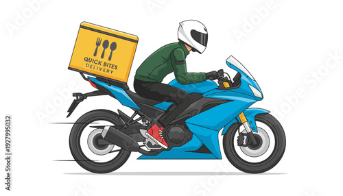 Modern Food Delivery Motorcycle Vector Illustration