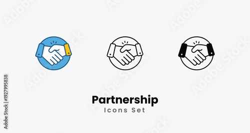 Partnership icons vector set stock illustration