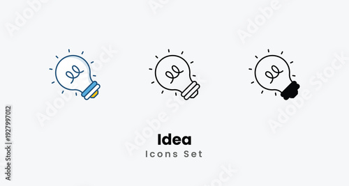 Idea icons vector set stock illustration