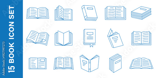 Book line editable icon set. Containing book  reading  library  author  journal  bookshelf  e-book and more. Editable stroke. Vector illustration