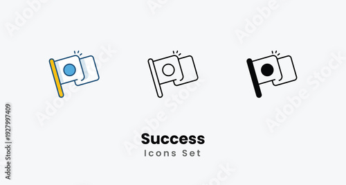 Success icons vector set stock illustration