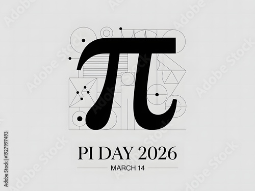 Pi Day 2026 March 14 mathematics celebration poster featuring modern pi symbol design perfect for educational events classrooms and STEM learning promotions
