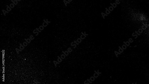 White grunge noise and dust texture overlay on black background
