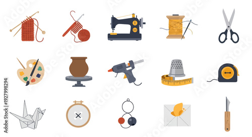 Crafting and Sewing Tools: A Collection of Essential Supplies for Creative Projects.