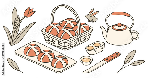 Cozy breakfast setup with fresh pastries and tea