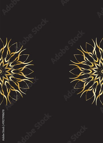 Luxury Gold Mandala Decorative Pattern on Dark Background