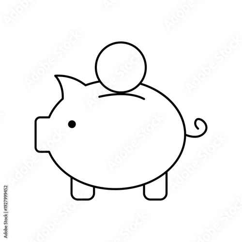 Piggy bank with coin
