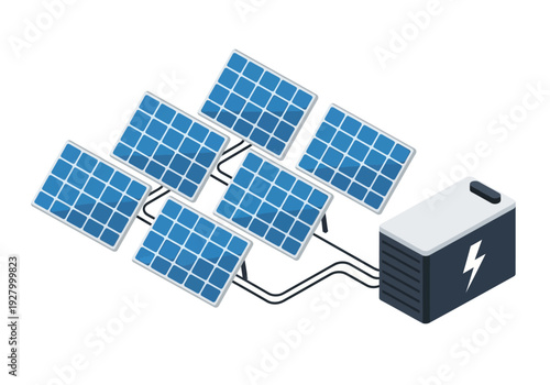 Clean energy system with solar panels and battery storage for sustainable power generation