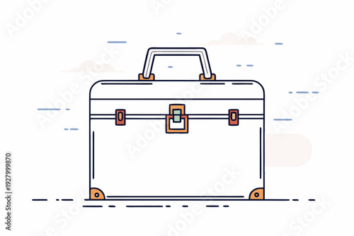 Minimalist line art briefcase illustration with simple design and clean background for business and office concepts
