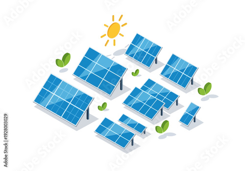 Solar panels harvesting sun energy for a clean sustainable future concept illustration