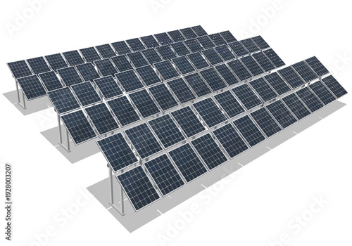 Rows of solar panels installed on metal frames, ready to harness clean energy from the sun for a sustainable future