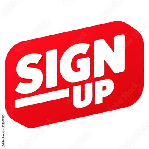 Bold red sign up button with white text for call to action