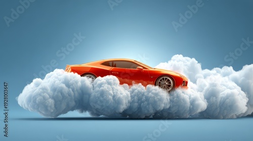 Wallpaper Mural Placing a car in the clouds symbolizes a "higher level" of engineering or status. Representing "Cloud-Connected" vehicle features or the future of autonomous transportation. Torontodigital.ca