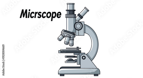 Detailed illustration of a laboratory microscope for scientific observation.