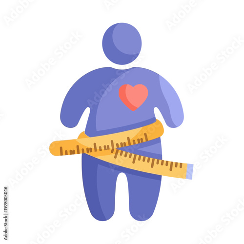 Measuring Tape Around Cartoon Person Body.