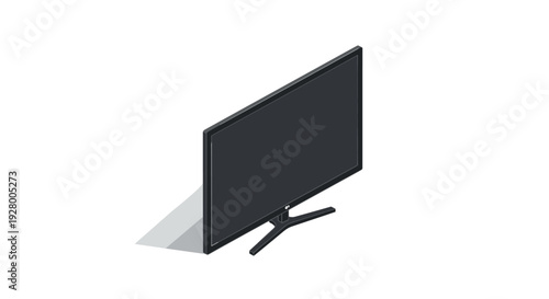 isometric modern flat screen television with black frame and stand digital device illustration