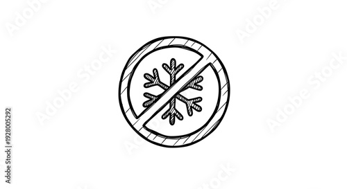 hand drawn no snowflake prohibition sign icon isolated on white background