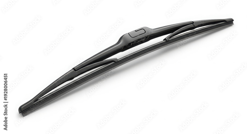 Fototapeta premium Sleek Black Automotive Windshield Wiper Blade, Essential for Clear Vision and Driving Safety in All Weather Conditions