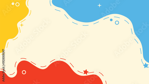 Colorful childish background. Hand drawn memphis pattern doodle shapes and lines. Design elements for cover, brochure, magazine, poster, flyer. Trendy abstract colorful background. Vector illustration