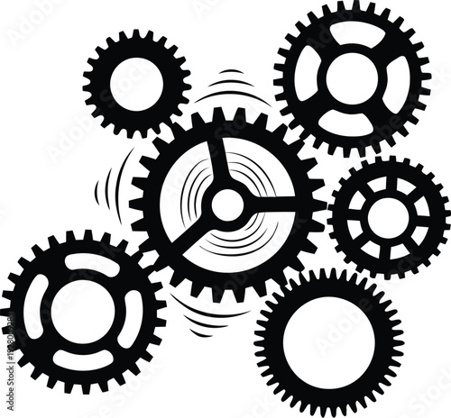 Mechanical Gear Bottleneck Silhouette – System Performance Lag