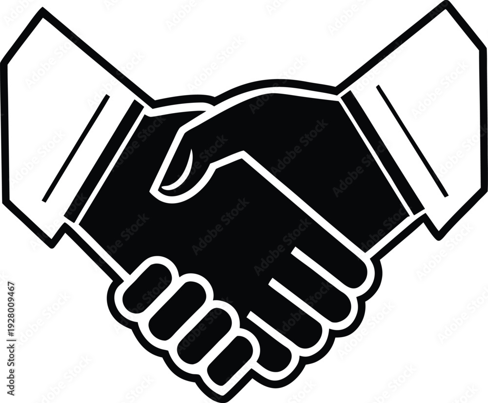 Fototapeta premium Professional handshake icon – business deal, partnership, and agreement symbol.